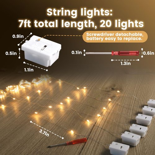 DomeStar 15 Pack Fairy Lights Battery Operated, 7Ft 20 LED Waterproof String Lights Wire Firefly Starry Moon Light for DIY Mason Jars Party Centerpiece Table Valentine's Day Decorations Tree Ornament
