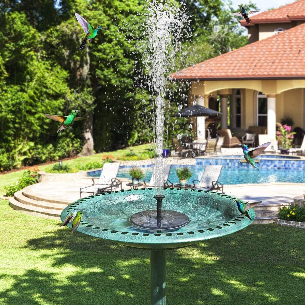 Skiennix Solar Fountain Pump - Upgraded 1.5W Mini Solar Powered Water Feature for Bird Baths, Gardens & Ponds