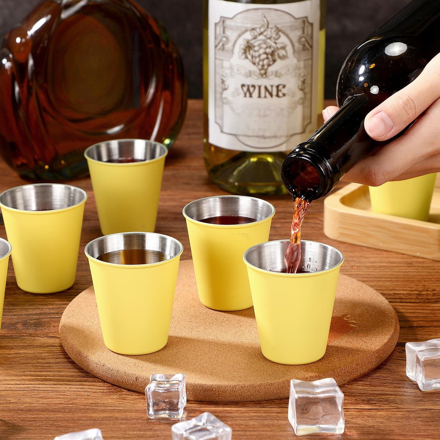 Lallisa 100 Pcs 2 oz Stainless Steel Shot Glasses Metal Cups Small Unbreakable Shot Glass for Espresso Whiskey Bar Home Restaurant Camping Barware Gift (Gold)