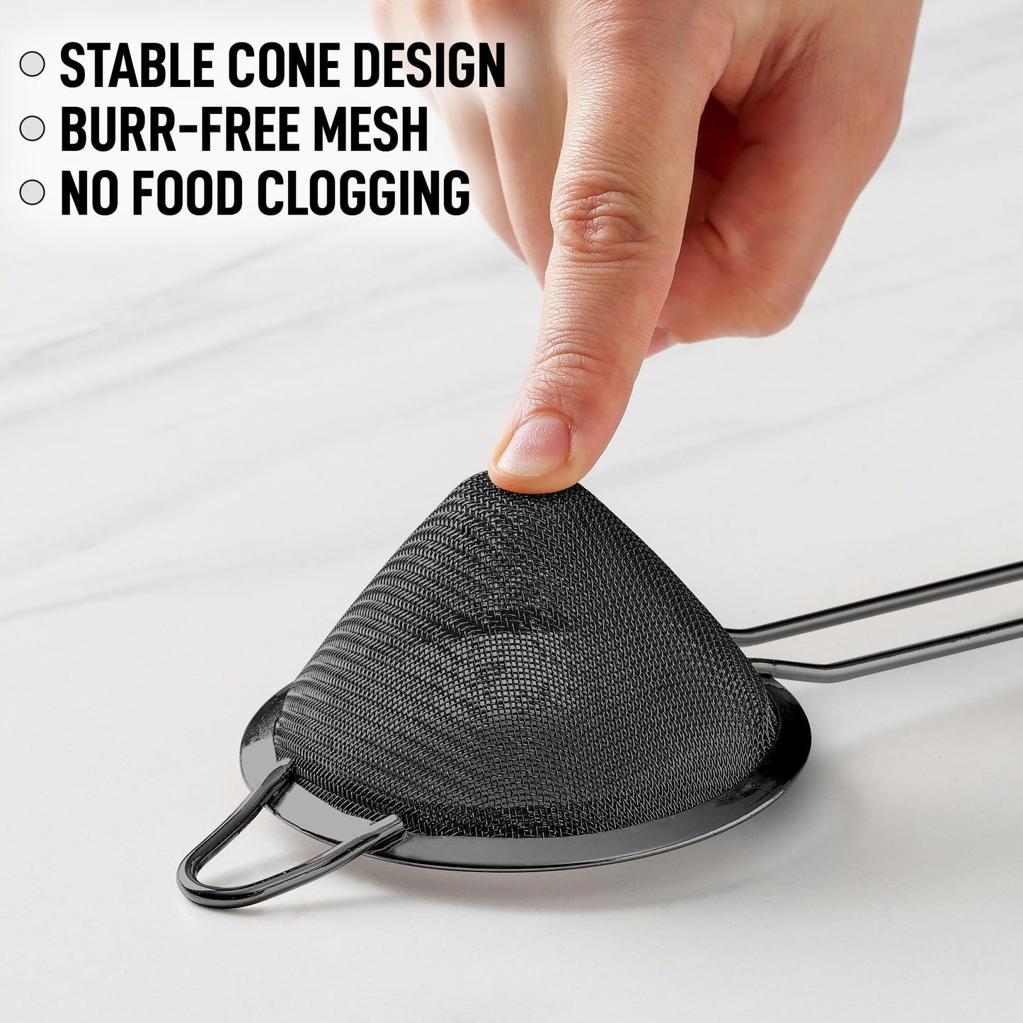 Zulay Stainless Steel Small Strainer - Effective Cone Shaped Cocktail Strainer For Cocktails, Tea Herbs, Coffee & Drinks - Fine Mesh Strainer That Is Rust Proof & Great As A Tea Strainer (Gold)