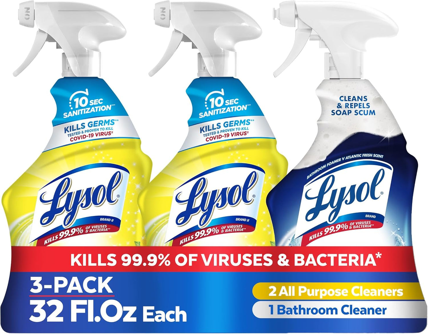 Lysol All-Purpose Cleaner Spray - Multi-Purpose Disinfectant with Lemon & Island Breeze Scents | 32 Fl Oz (Pack of 3)