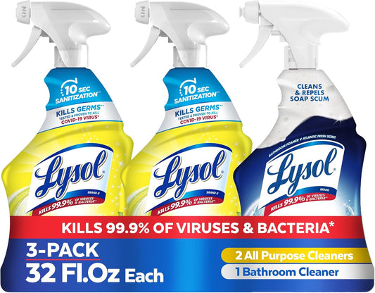 Lysol All-Purpose Cleaner Spray - Multi-Purpose Disinfectant with Lemon & Island Breeze Scents | 32 Fl Oz (Pack of 3)