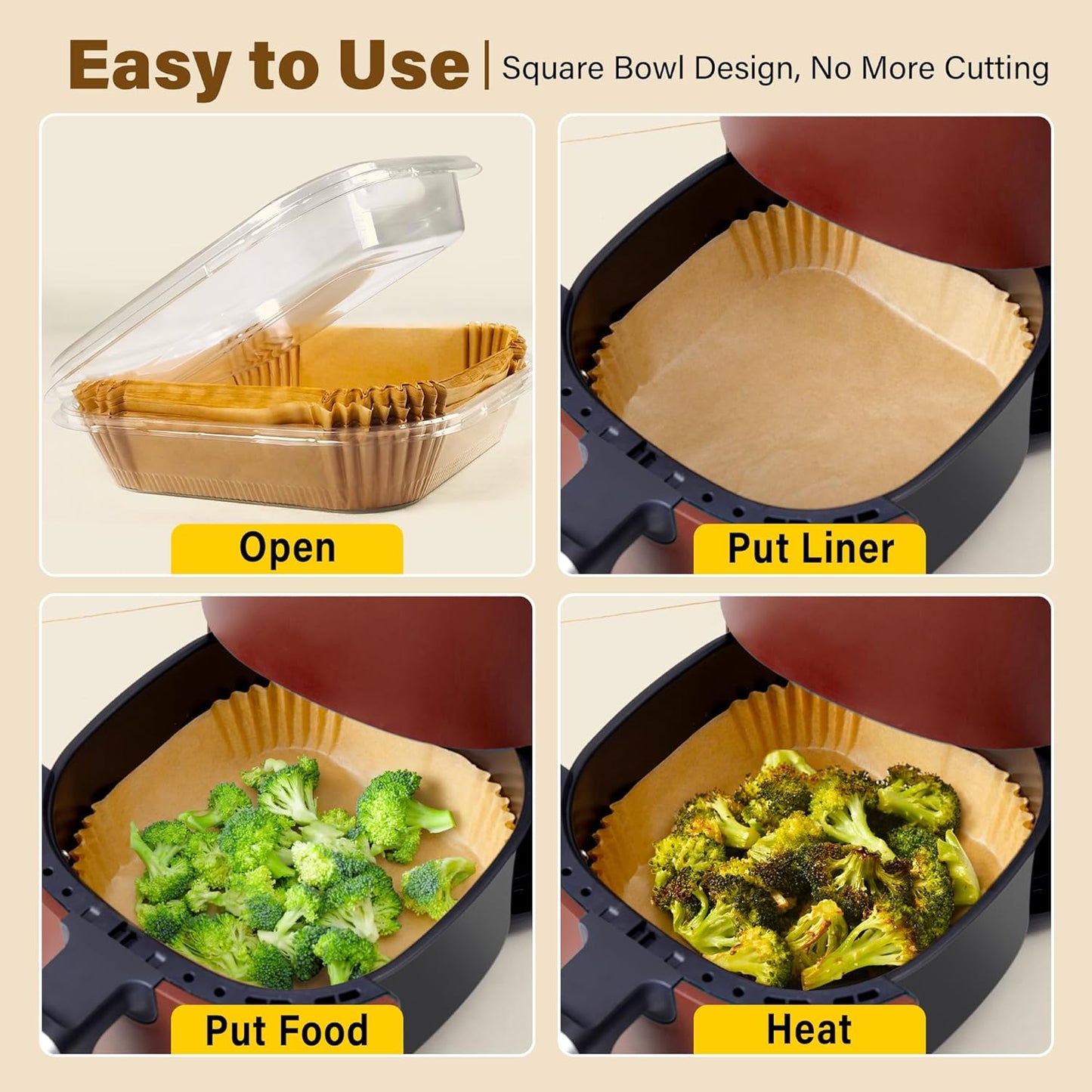 Air Fryer Liners 125 Pcs | Unbleached 8-Inch Non-Stick Parchment Paper for 5-8QT Fryers