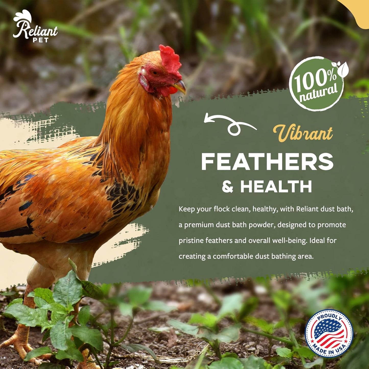 Reliant Pet Chicken Dust Bath - Natural 7lbs Dust for Chickens | Made in USA Poultry Dust Powder