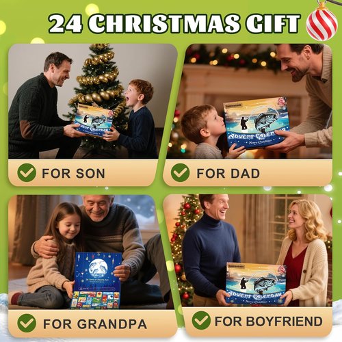 Fishing Advent Calendar 2026 - 24 Days of Christmas Countdown Fishing Lures & Tackle Kit for Bass & Trout | Perfect Gift for Dad, Husband, or Boyfriend