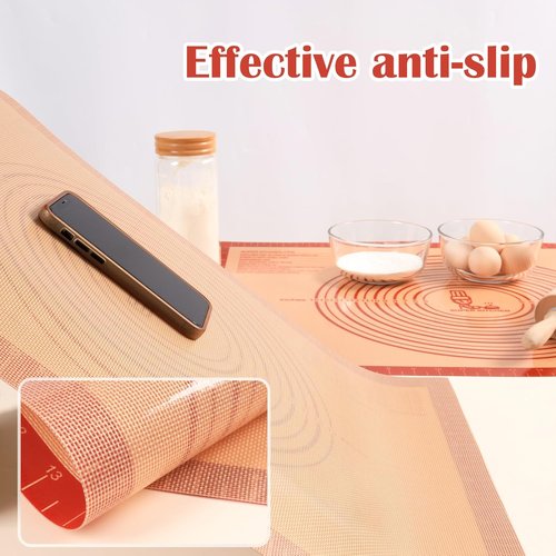 Folksy Super Kitchen Non-Slip Silicone Pastry Mat - Extra Large 16'' x 26'' with Measurements for Baking & Rolling Dough