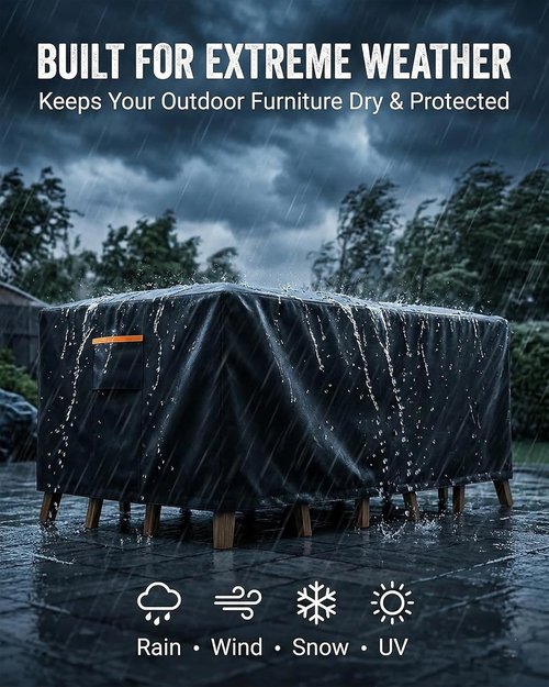 Heavy Duty 600D Waterproof Outdoor Patio Furniture Cover by [Brand Name] | UV Resistant & Windproof | 64” L x 52” W x 28” H, Black