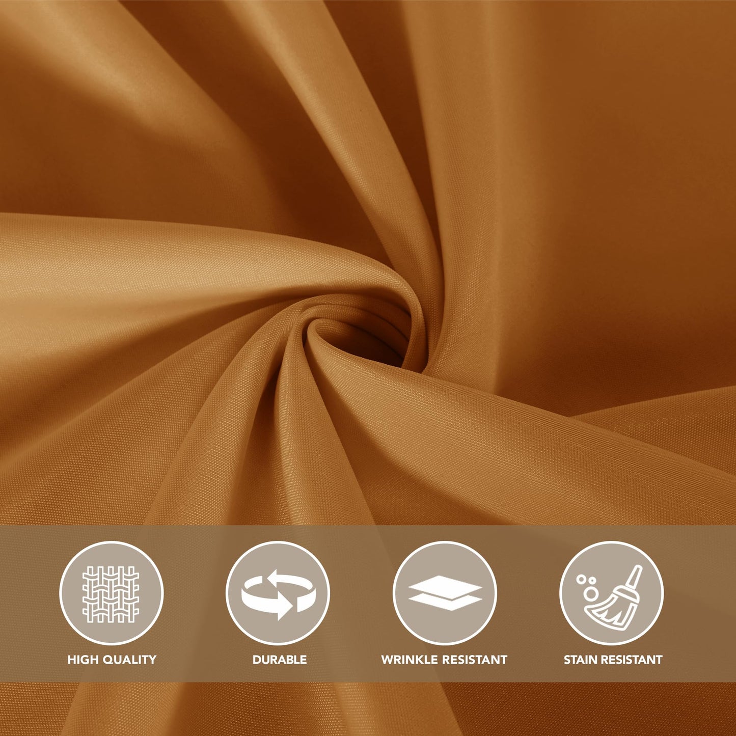 sancua Thanksgiving Round Tablecloth 120 Inch Diameter, 8 Pack Bronze, Circle Polyester Fabric Light Brown Fall Table Cloth Cover for Harvest Wedding Party Reception Banquet (Fit 48-96 Inch Tables)