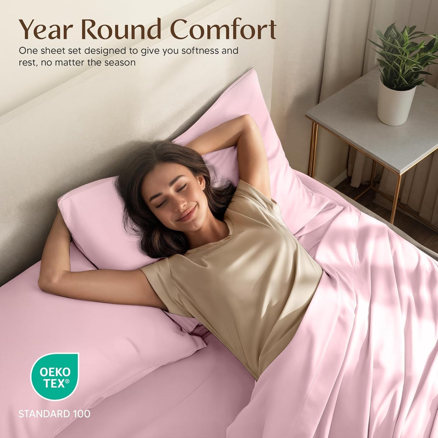 Utopia Bedding King Size Sheet Set - Soft, Breathable Microfiber, 4-Piece in Crystal Pink | Oeko Tex Certified
