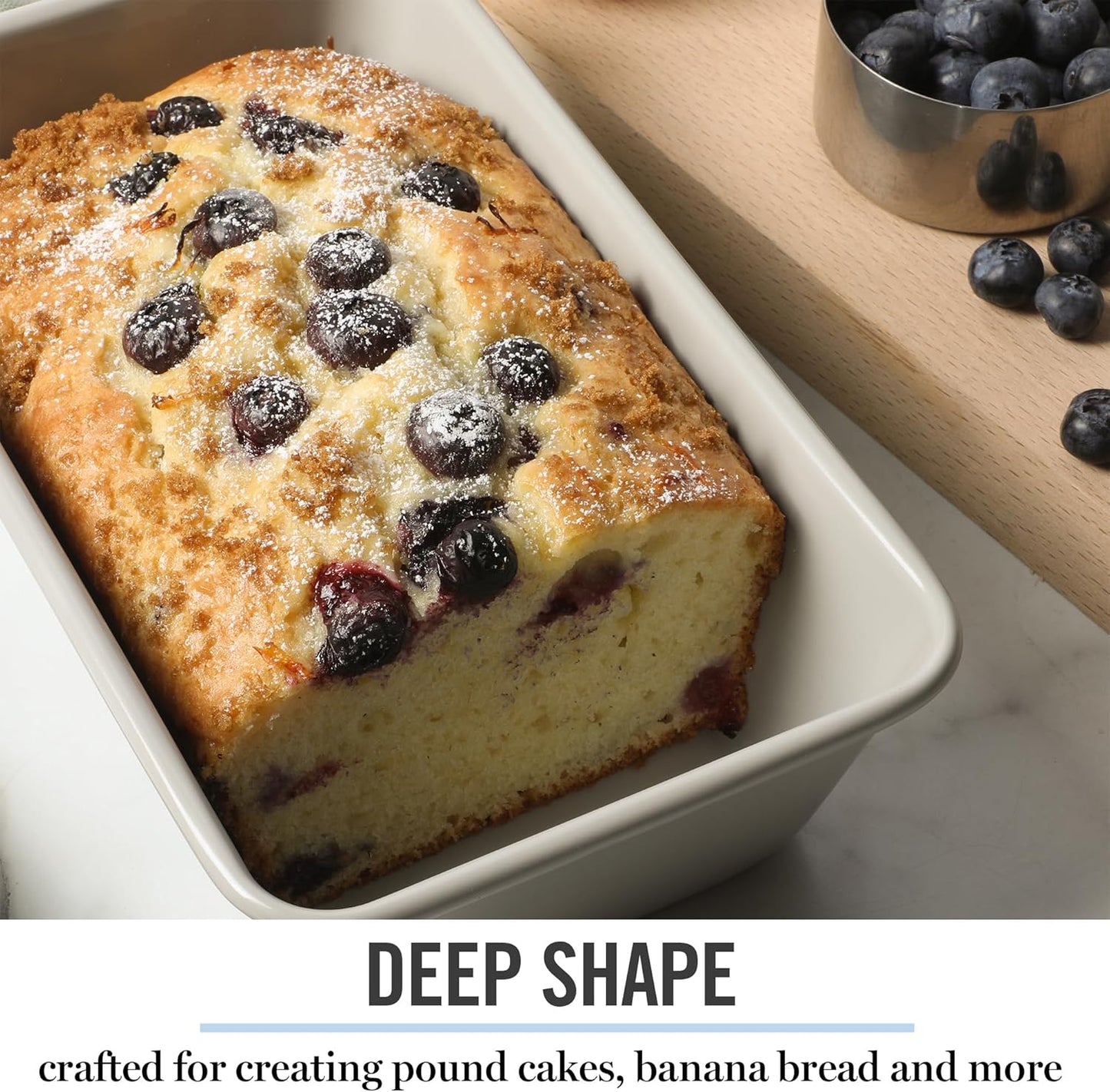 Martha Stewart Gallen 9-Inch Nonstick Carbon Steel Loaf Pan - Durable Bakeware for Even Baking, Cool Grey