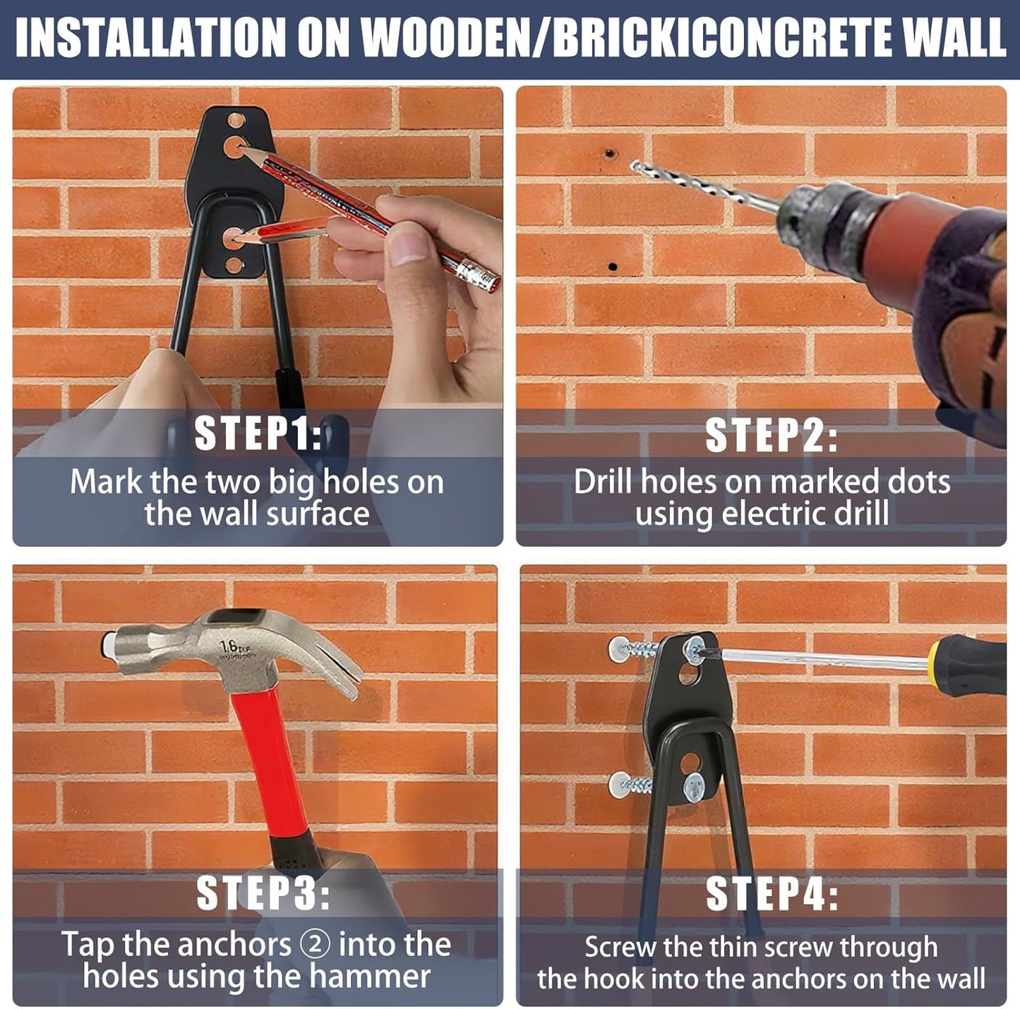 KOFANI Heavy-Duty Garage Hooks - 12 Pack Anti-Slip Wall Storage for Bikes, Ladders & Garden Tools