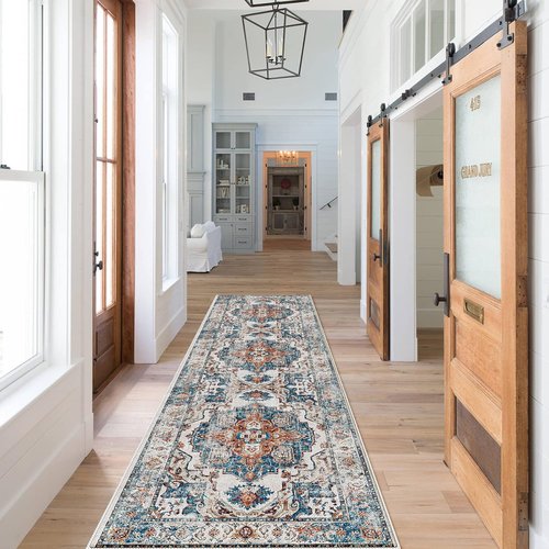 Hallway Washable Runner Rug - Vintage Soft Non-Slip 2x7 Entryway Carpet | Ideal for Kitchen, Bathroom & Living Room