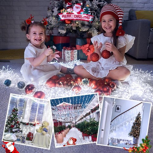 JMEXSUSS 66ft 200 LED White Christmas Lights Indoor Outdoor, Connectable String Twinkle Lights Outdoor Clear Wire Plug in for Bedroom House Fireplace Christmas Tree Decoration
