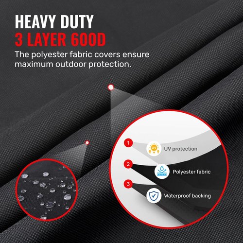 Grillman BBQ Grill Cover - Waterproof, Rip-Proof & Weather-Resistant | Fits 58-Inch Charcoal & Gas Grills (Black)