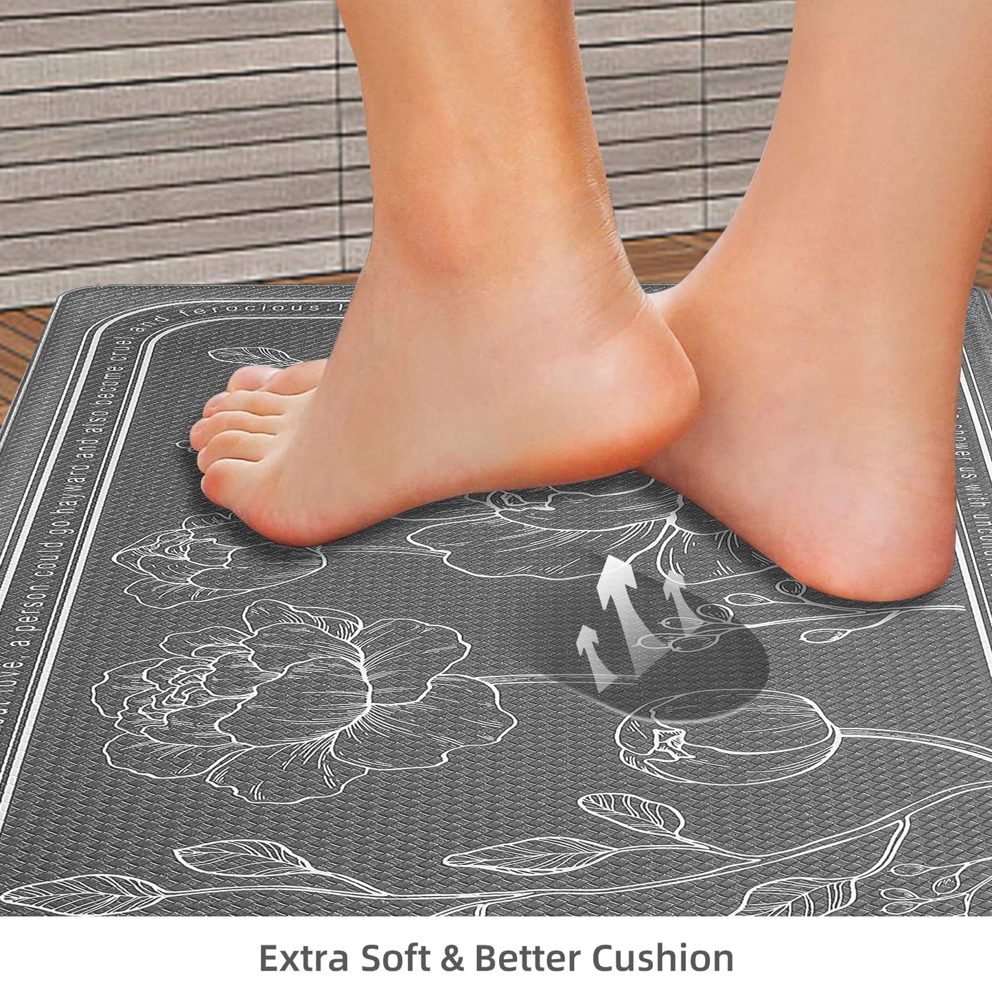 ROTTOGOON Kitchen Floor Mat Set of 2, Cushioned Anti Fatigue Mat 17"x47"+17"x29", Non-Slip Waterproof Rug, Premium PVC Comfort Mats and Rugs for Kitchen, Office, Home, Laundry