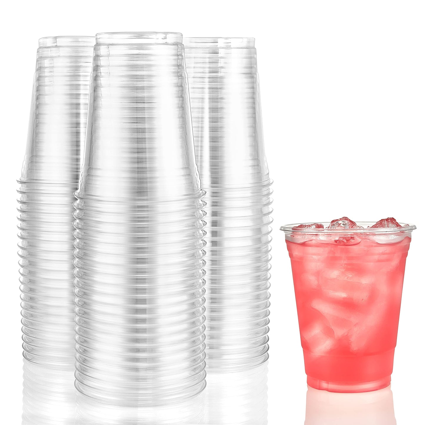 Nicole Home Collection 600 Count Disposable Plastic Cups, Crystal Clear, Durable PET 18 oz. BPA Free