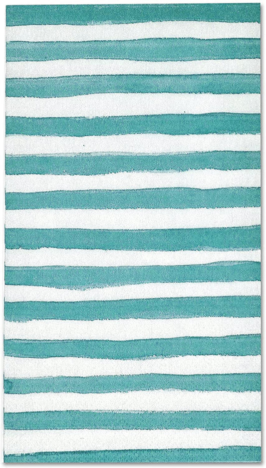 Gift Boutique Blue Stripe Guest Napkins Disposable Teal Aqua Paper Napkins for Bathroom Wedding Baby Shower Powder Room Decor