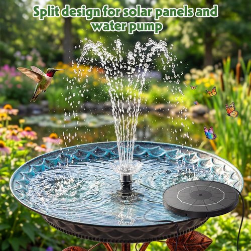 AISITIN Solar Fountain Pump - Upgraded 3.5W DIY Kit with 8 Nozzles & 9.8ft Cord for Garden & Pond