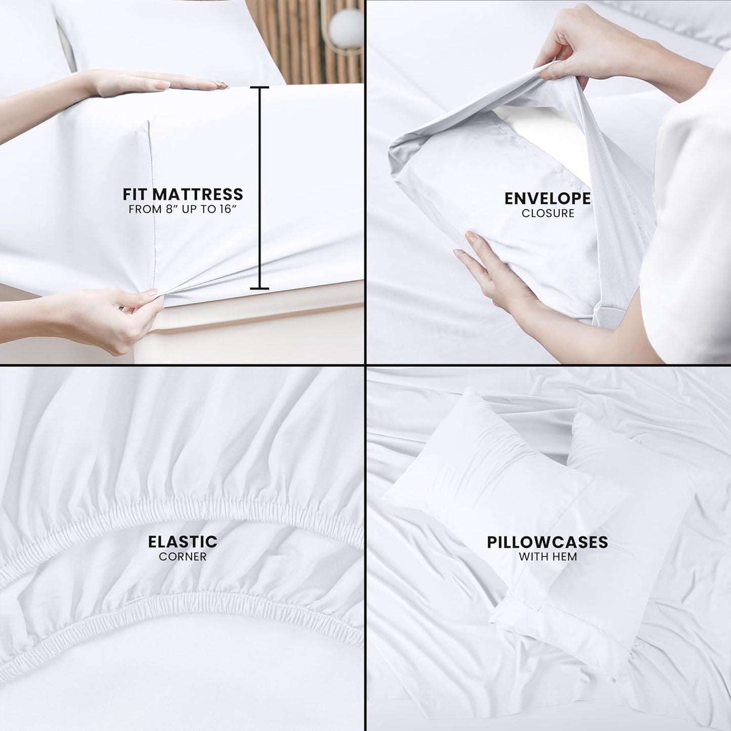 Utopia Bedding King Bed Sheets Set - Luxurious Brushed Microfiber - Fade & Shrinkage Resistant - Easy Care (White)