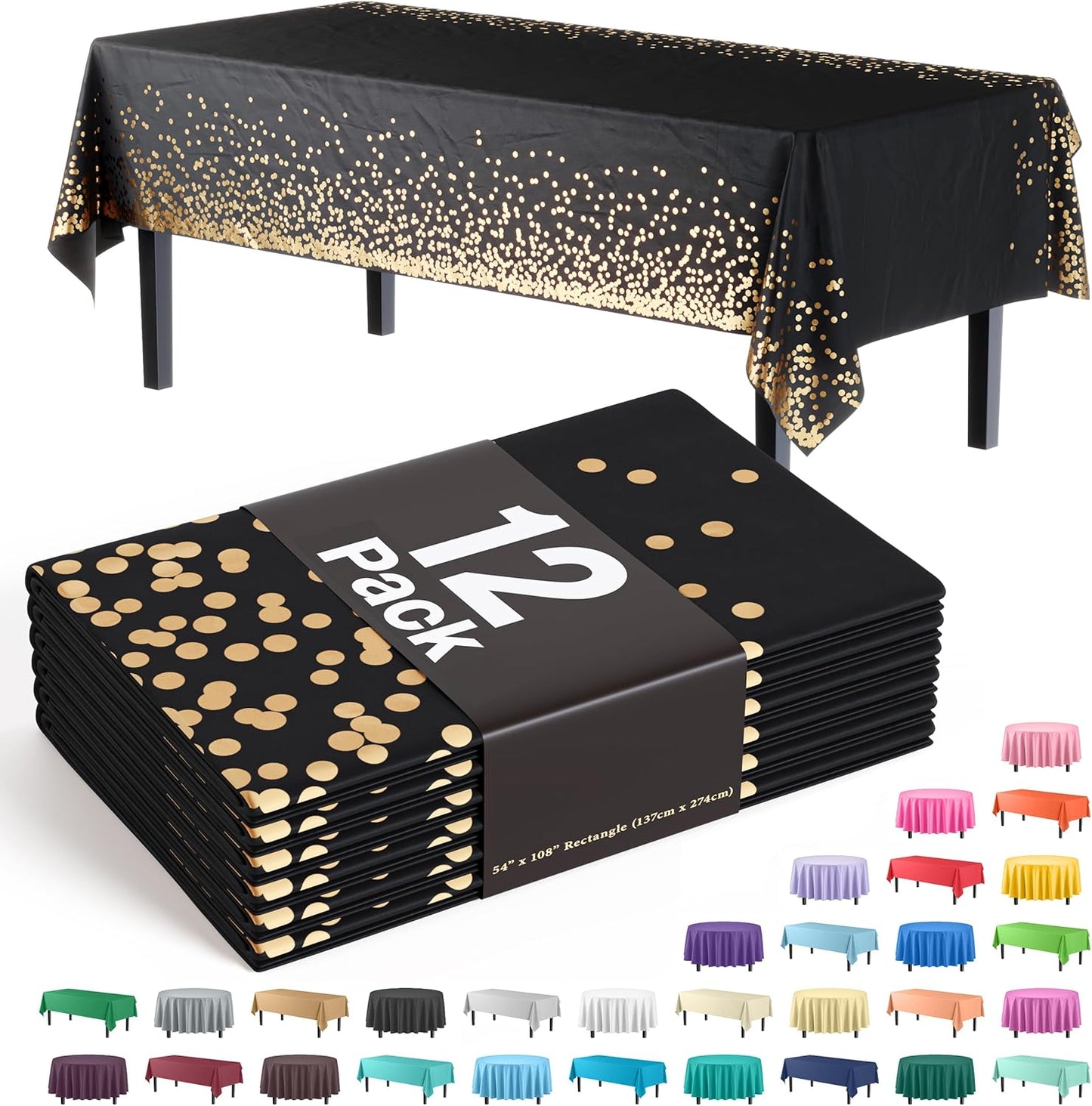 Ivory 84-Inch Round Tablecloth - 12-Pack Premium Plastic Party Supplies