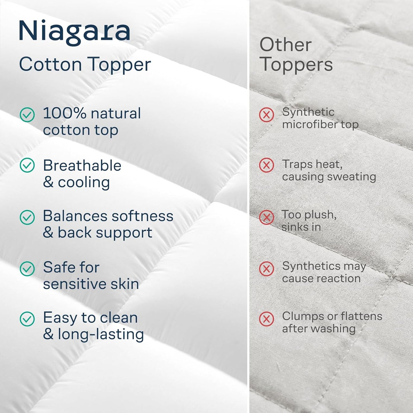 Regine Switzerland Cloud-Like Queen Mattress Topper - 100% Cotton for Back Pain Relief | Breathable & Cooling Design