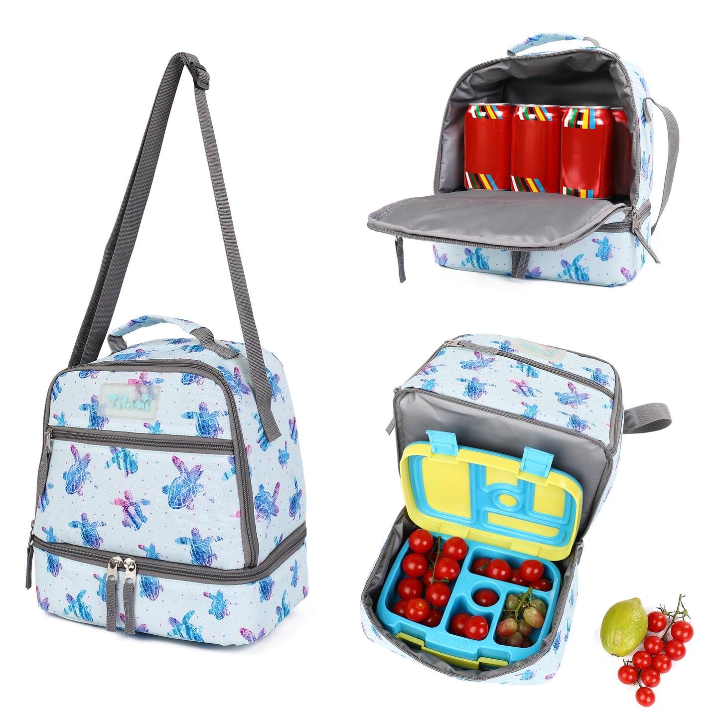 Tilami Lunch Bags Insulated Adjustable Strap Zipper, Water-Resistant Cooler Bags, Bento Bags for Kids Toddlers, Pink Plaid