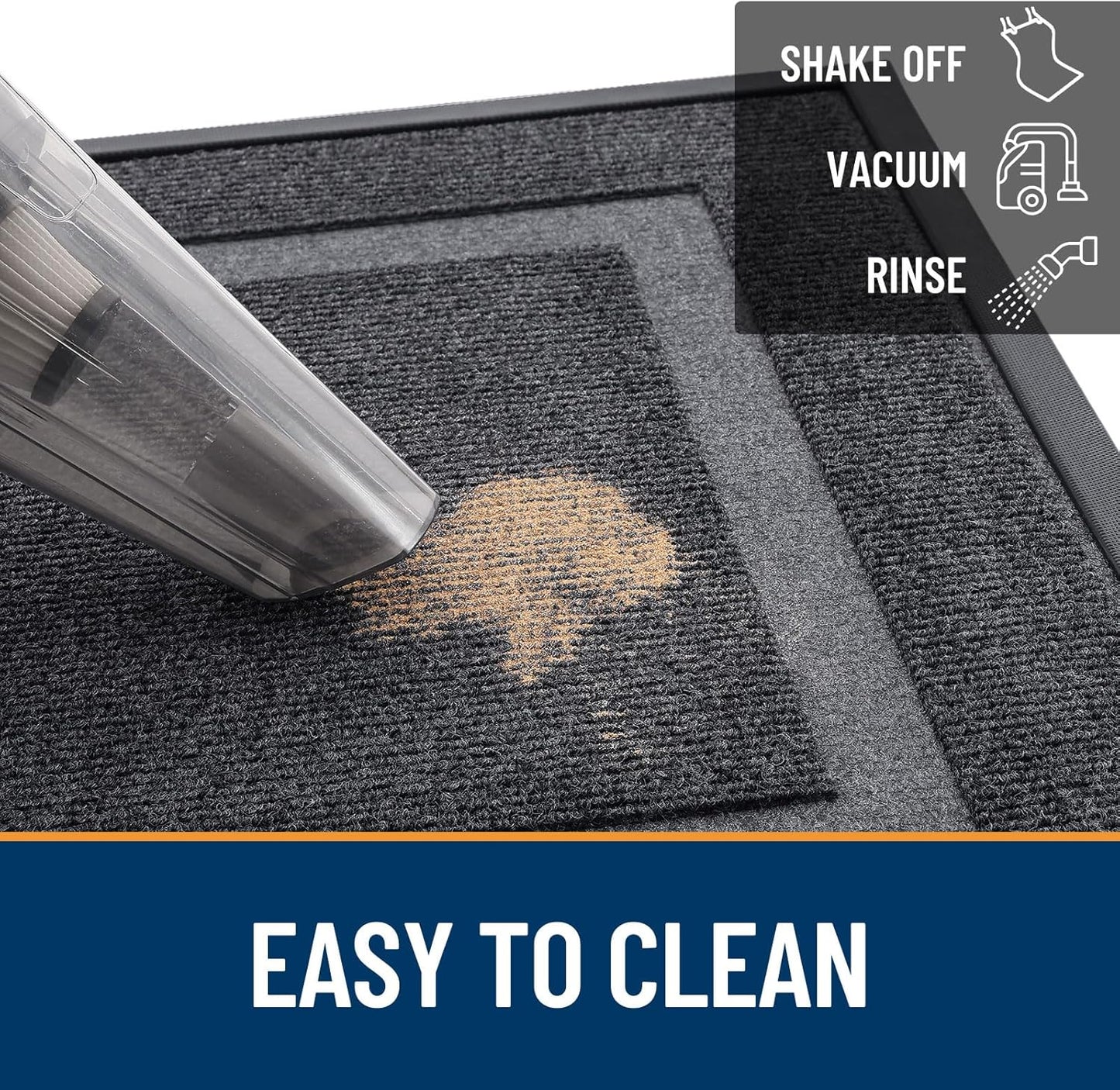 OLANLY Waterproof Front Door Mat - All-Season, Sturdy Natural Rubber, Easy Clean | 59x20, Grey