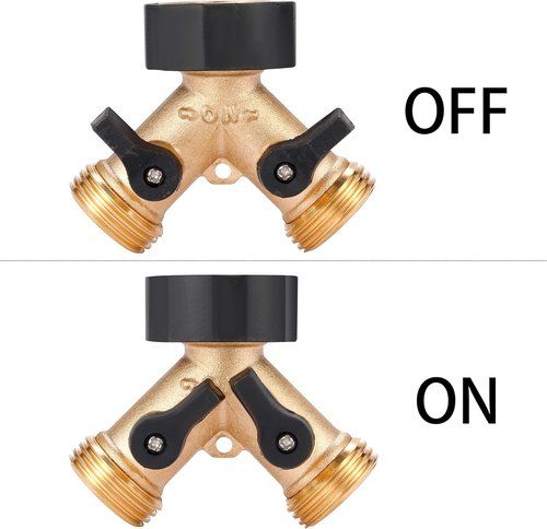 Brass Garden Hose Splitter by [Brand Name] - Heavy Duty 2-Way Y Connector with 2 Extra Rubber Washers