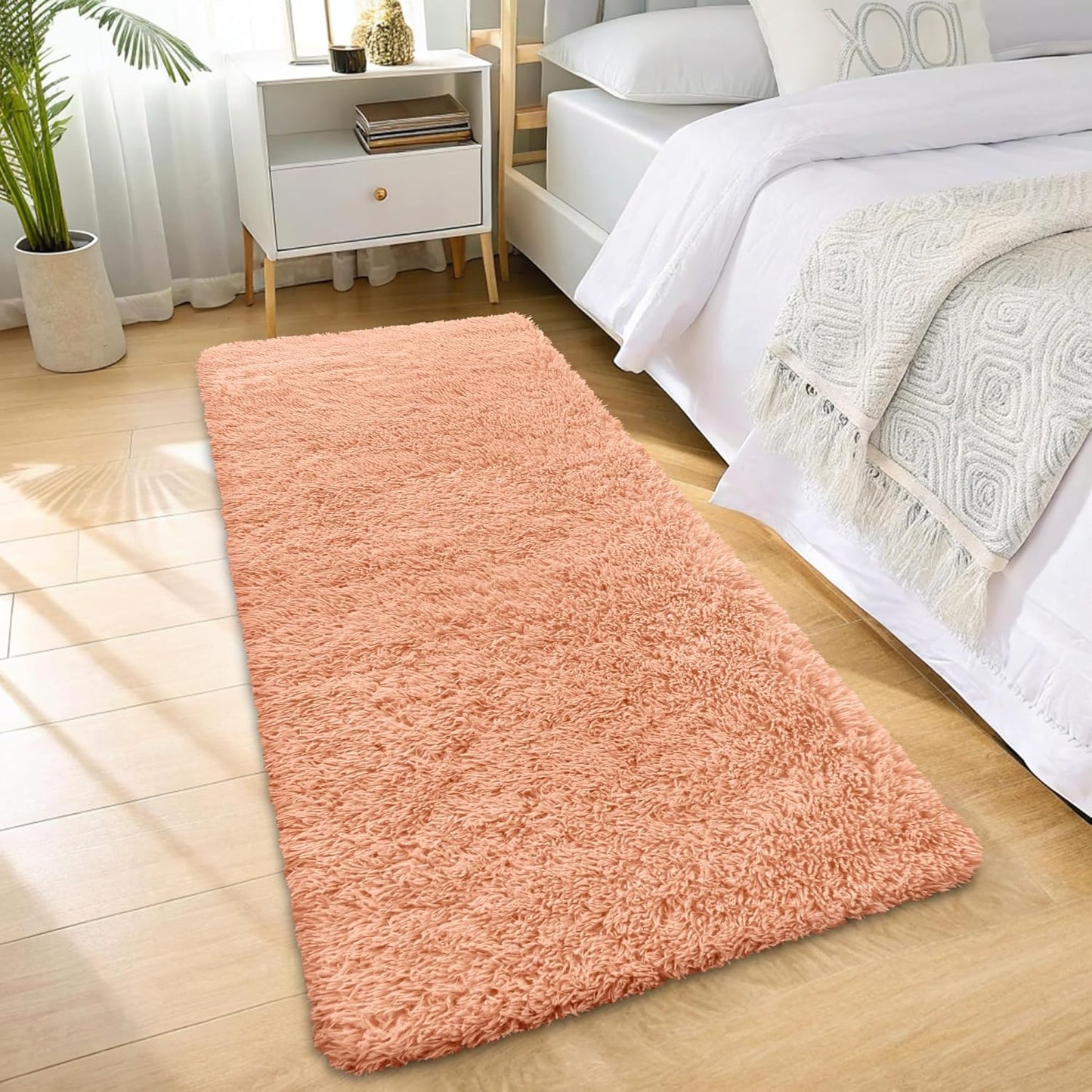 OLANLY Runner Rugs - Soft, Machine Washable Shaggy Design for Hallway & Bedroom | Muted Orange 2x6 ft