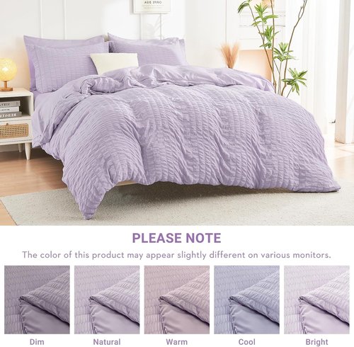 HYMOKEGE Lavender Comforter Set - Luxurious 7-Piece All-Season Bedding in Full Size