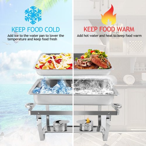 Chafing Dishes for Buffet 4 Pack 9 Quart Stainless Steel Chafer Buffet Servers and Warmers Set with Folding Frame for Weddings Parties Banquets Catering Events