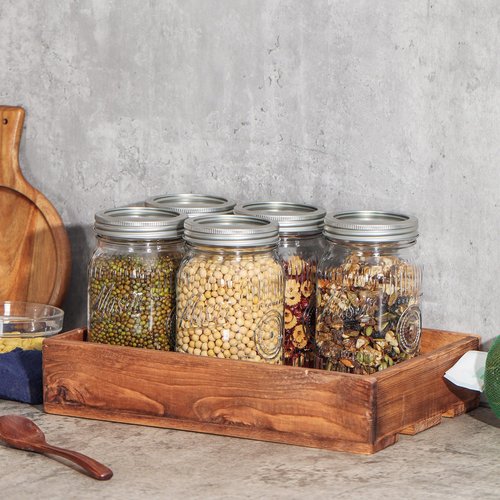 Jeitae 12 Pack 32 oz Wide Mouth Mason Jars - Heavy Duty Glass Storage Jars with Airtight & Leak Proof Lids for Pickling, Canning, Food Storage, Flour, Sugar, Pasta, Oats & DIY Projects (12pack 32oz)