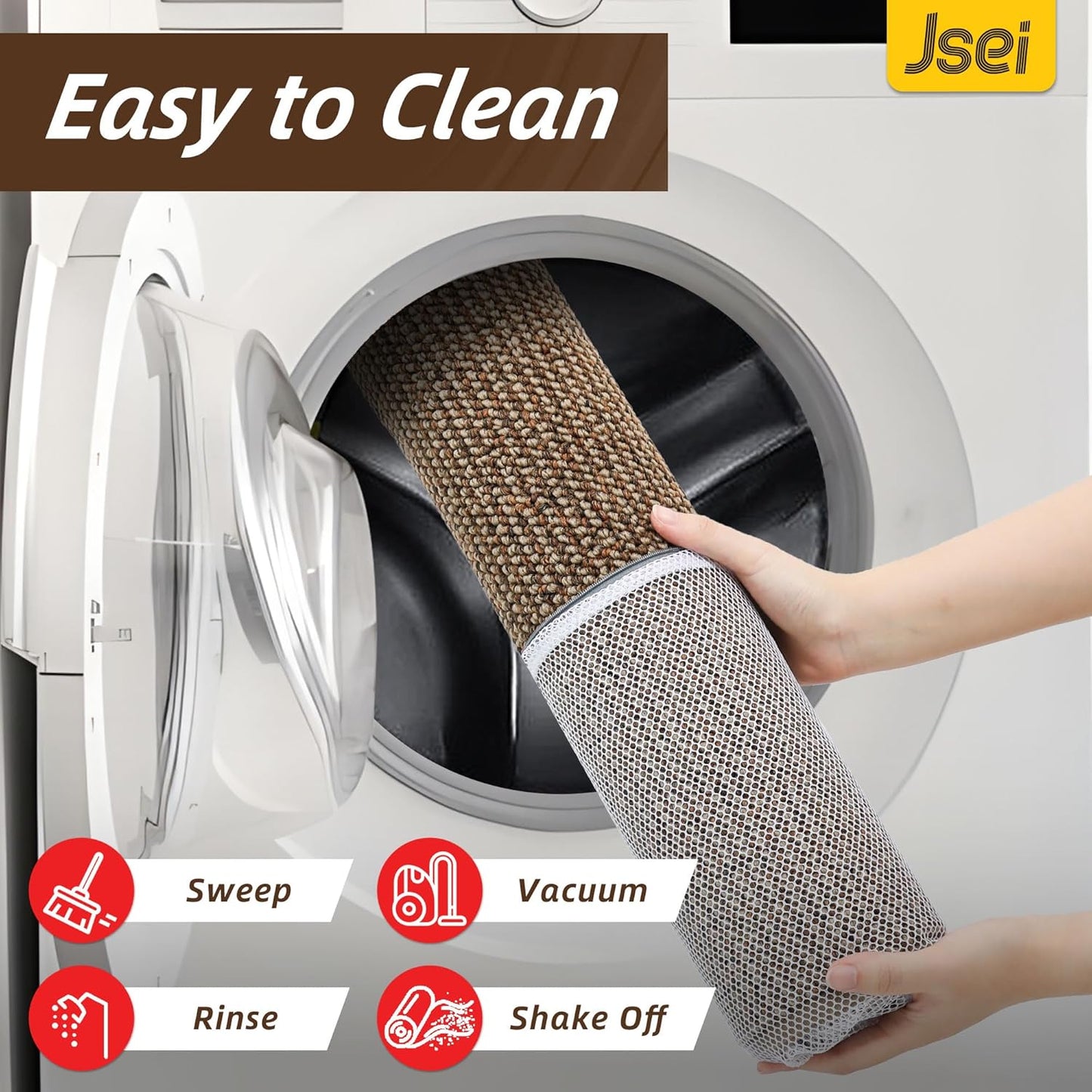 JSEI Dirt Trapper Door Mat - Non-Slip Washable Entrance Mat | Absorbent & Fade-Resistant, 20"x32", Taupe