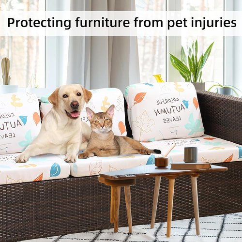 BIETYONE Outdoor Couch Cushion Covers - 8Pcs Washable & Reusable Protector | Chrysanthemum Design