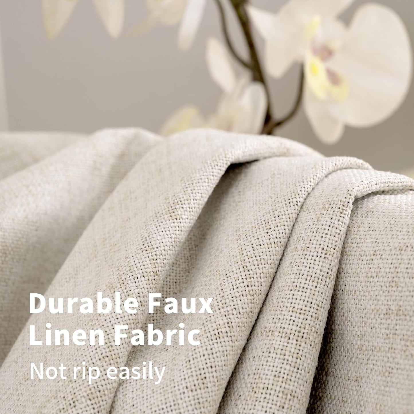 YoungsTex Linen Blackout Curtains - 63 Inch Thermal Insulated Drapes | Energy Saving Rustic Design, 2 Panels