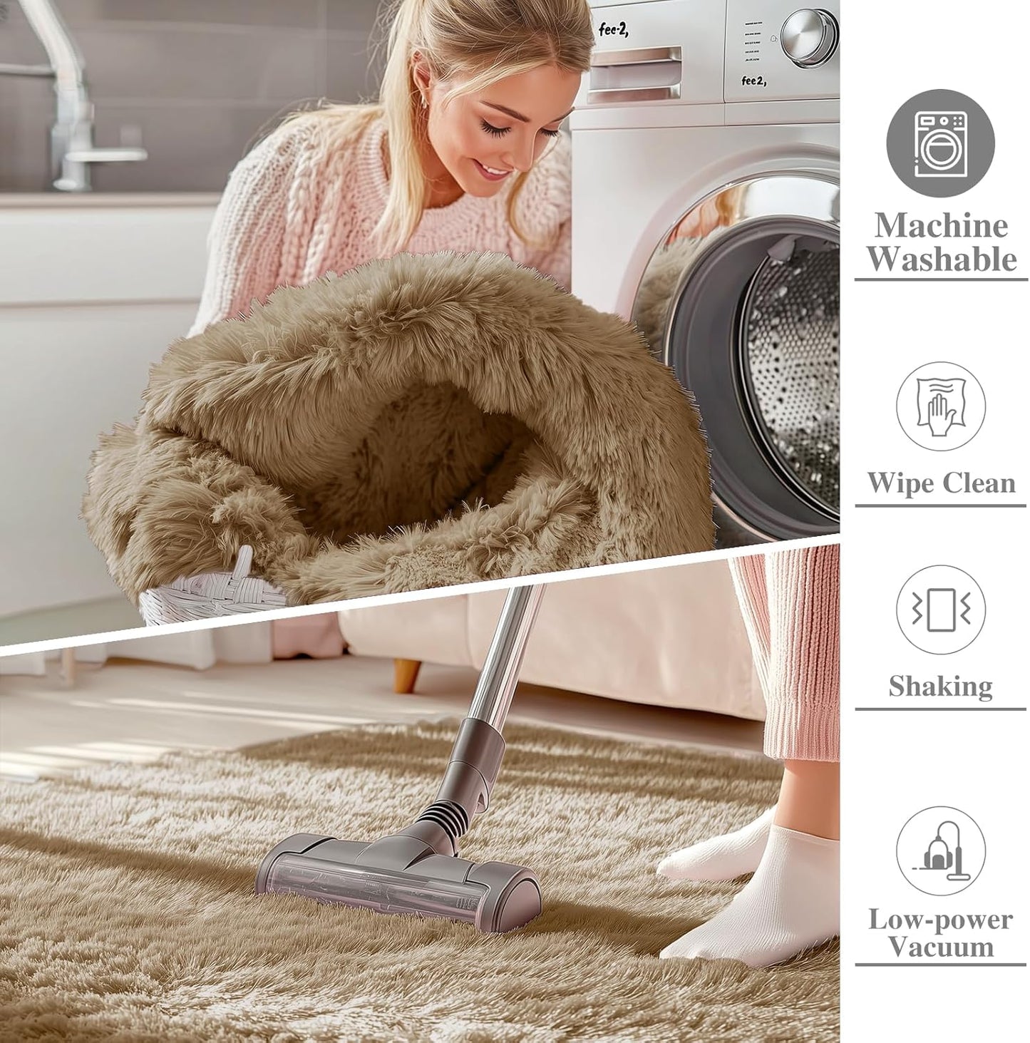OLANLY Area Rugs - Soft Fluffy Shaggy Indoor Carpet for Living Room & Bedroom | 4x5.9 ft Taupe