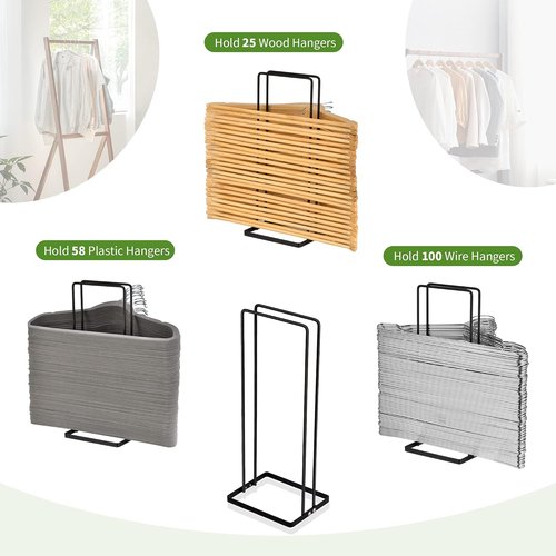 EASTTOWEST Hanger Organizer - Durable Black Carbon Steel Stacker for 110 Wire Hangers | Closet & Laundry Room Storage