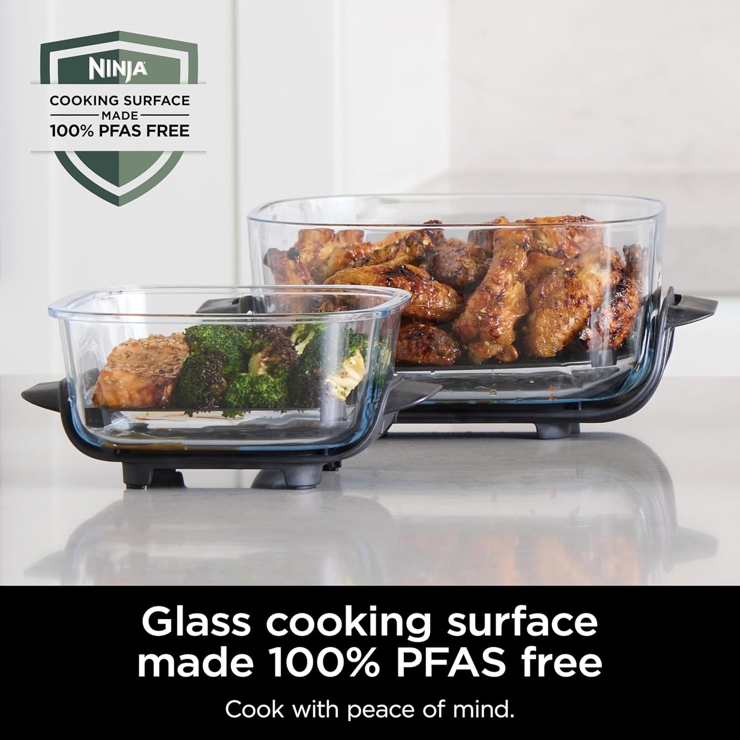 Ninja Crispi 5-in-1 Glass Air Fryer - 450°F, Nontoxic, 4QT & 6-Cup Containers | Dishwasher Safe, Max Crisp, Bake & More | Brit. Racing Green