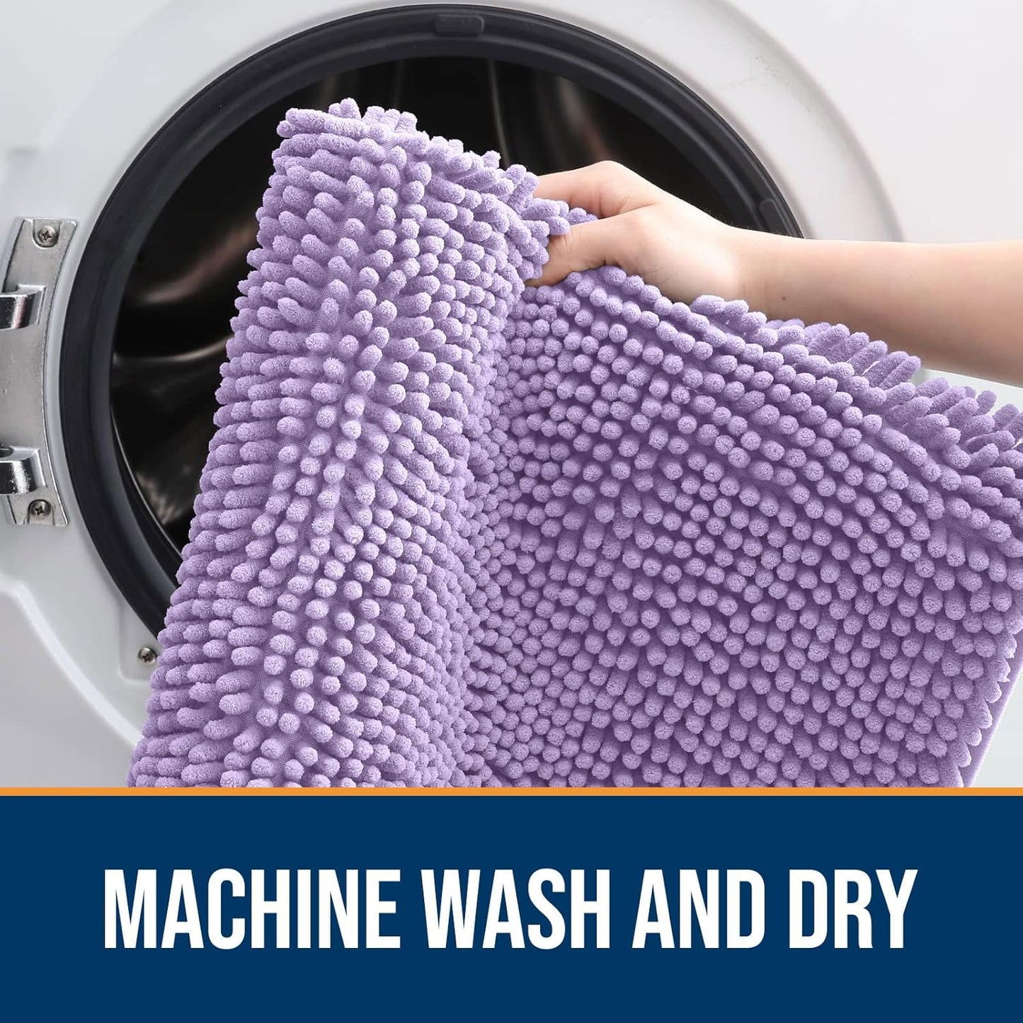 OLANLY Dog Door Mat - Absorbent Non-Slip Mud Mat for Dogs | Quick Dry Chenille, 70x24, Lavender