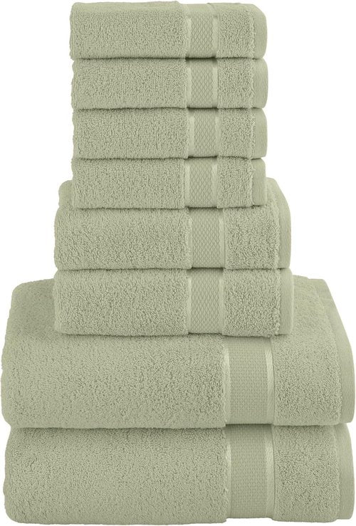 Elegant Comfort Premium Cotton Towel Set - 8-Piece Highly Absorbent Turkish Cotton | Mint Green