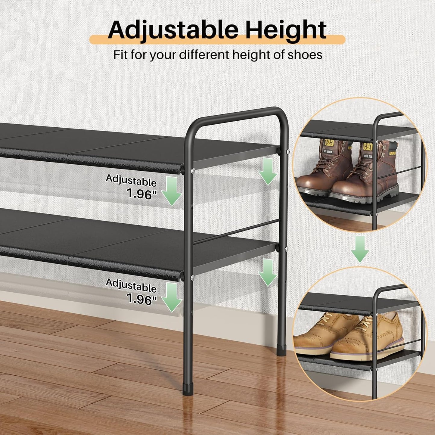 Kitstorack Expandable Shoe Rack - 2-Tier Adjustable Metal Organizer for Small Spaces | Easy to Clean & Soil Detachment Prevention