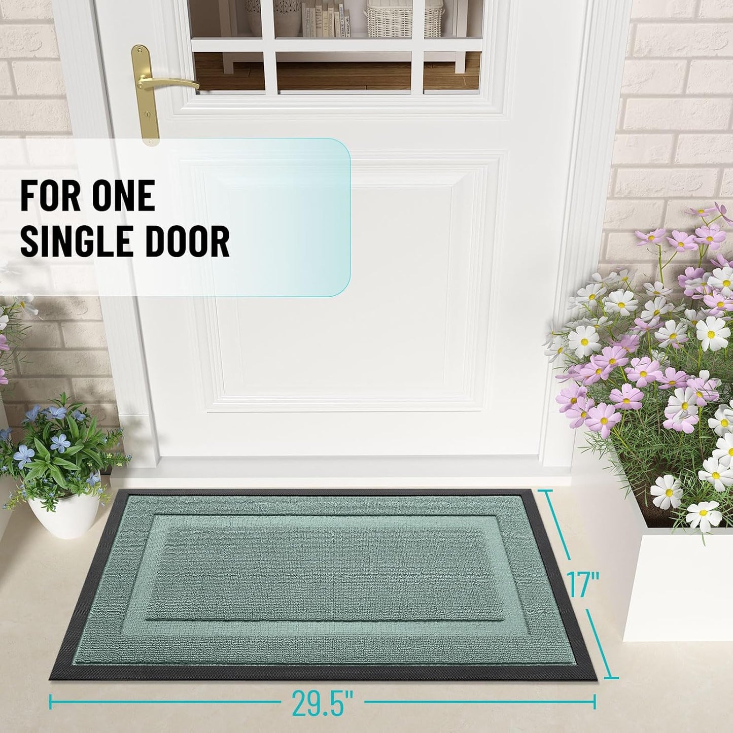 OLANLY Indoor Outdoor Front Door Mat - Waterproof All-Season Doormat, Easy Clean, 59x23, Grayish Green