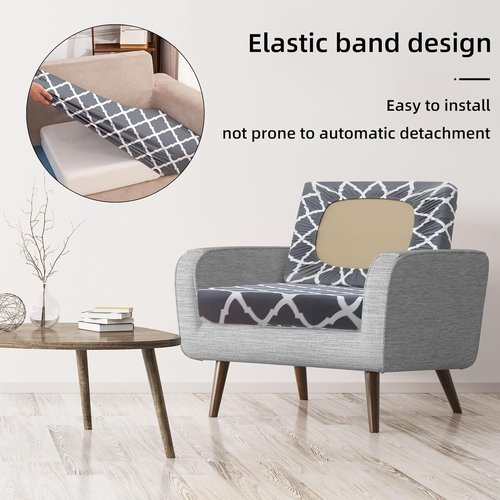 BTC02 Gray Patio Cushion Covers - 8Pcs Washable Outdoor Couch Slipcovers for Furniture Protection