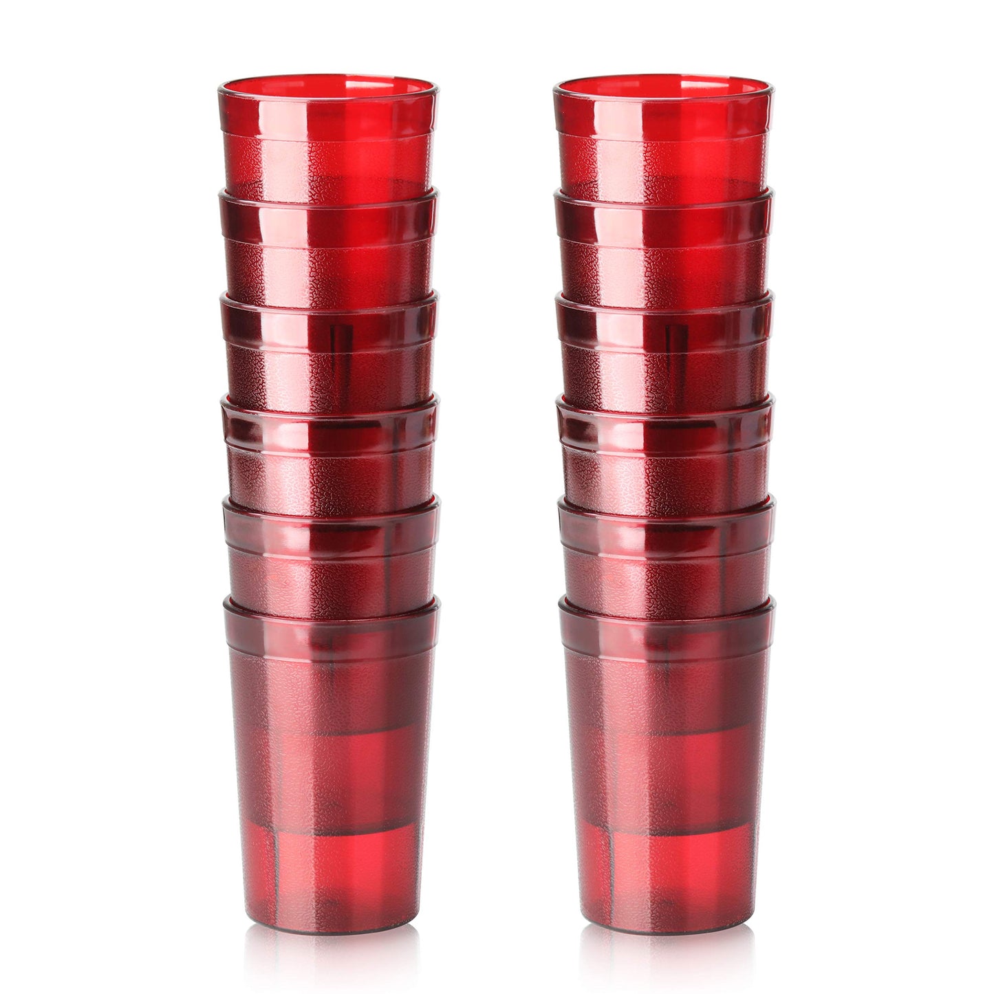 New Star Foodservice Restaurant-Grade Polycarbonate Beverage Tumblers, 8 oz, Red, Set of 12