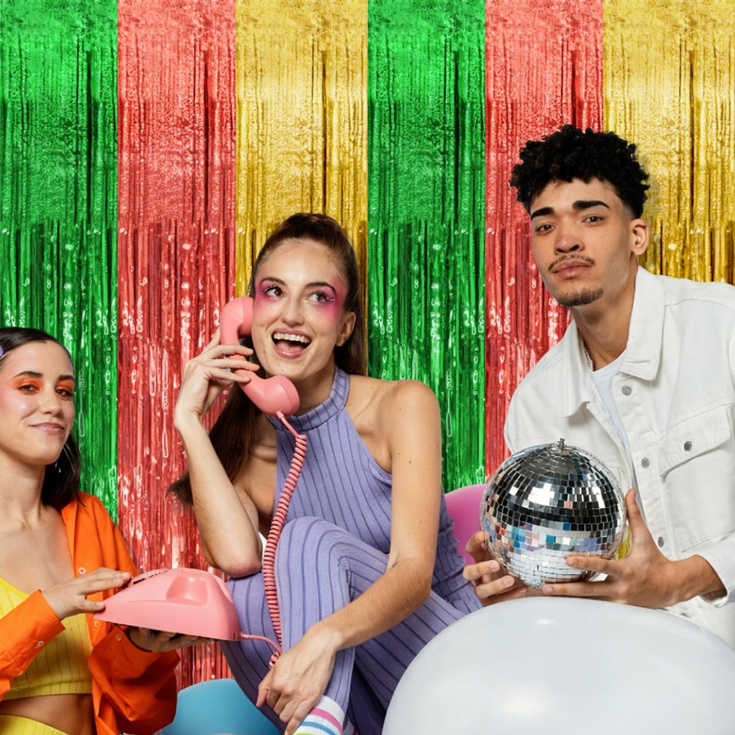 5 Pack Hawaii Backdrop Party Decorations Tinsel Curtain Summer Party Streamer Foil Fringe Birthday Decorations Photo Booth Vibrant Theme Christmas Beach Baby Shower Graduation Decor