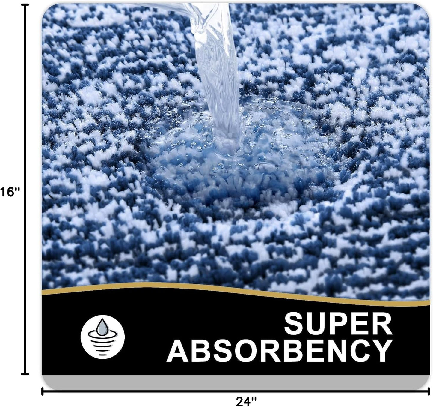 OLANLY Bathroom Rugs - Extra Soft Microfiber Bath Mat | Non-Slip, Quick Dry, 24x16, Navy