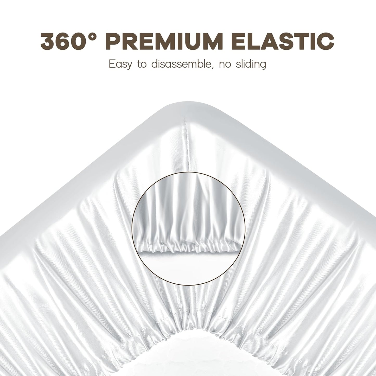 Pro Goleem Satin Crib Sheets - Oeko-TEX Certified Silky Soft Fitted Covers 28x52 | Breathable & Gentle on Skin (White & Gray)