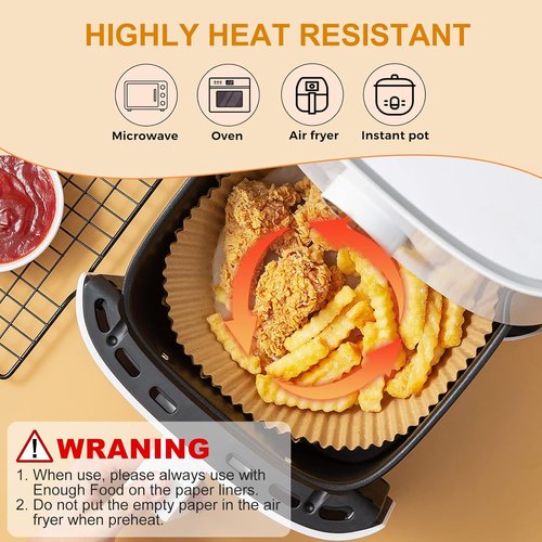 Air Fryer Paper Liners - 125 Pcs Disposable Oilproof Parchment Baking Liners | 6.5 Inch Round