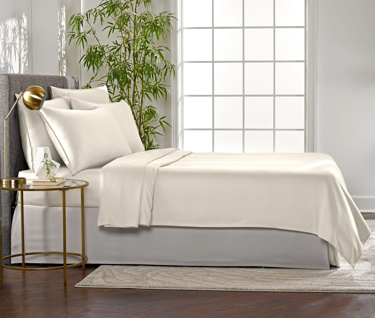 Pure Bamboo Queen Sheets - 100% Organic Viscose Bed Sheet Set | Luxuriously Soft & Cooling, Ivory