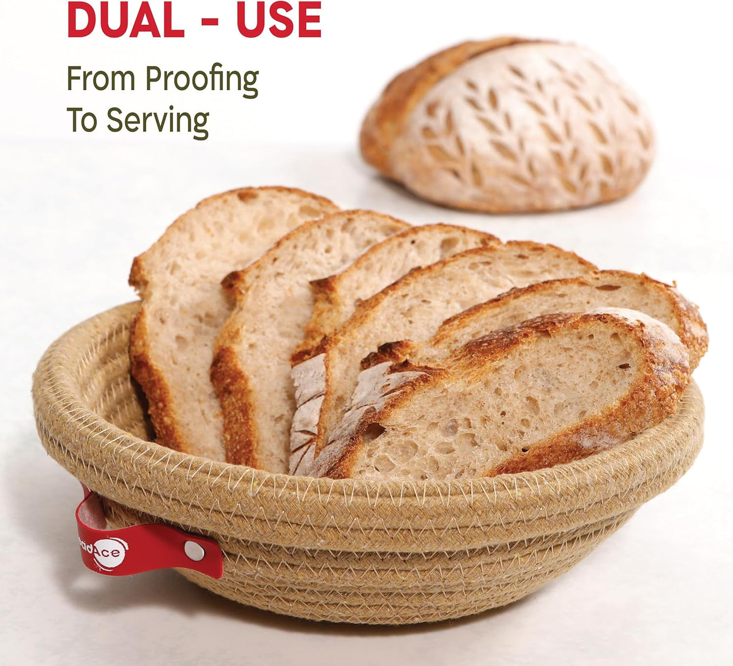 KneadAce Bread Proofing Basket Set - Oval & Round Cotton Rope Baskets with Liners for Artisan Baking
